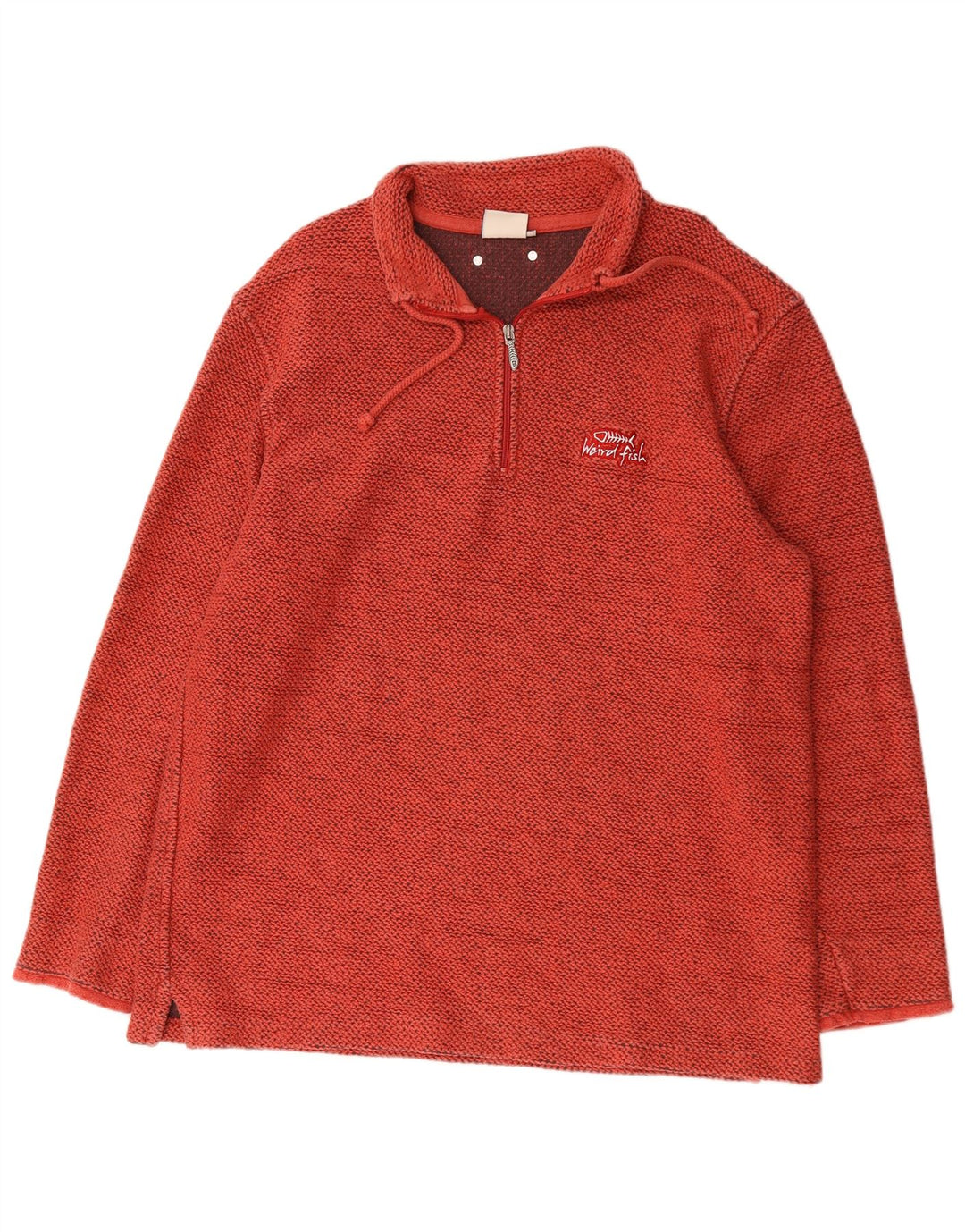 Pulover pentru bărbați Weird Fish, cu fermoar și gât, bumbac roșu 2XL