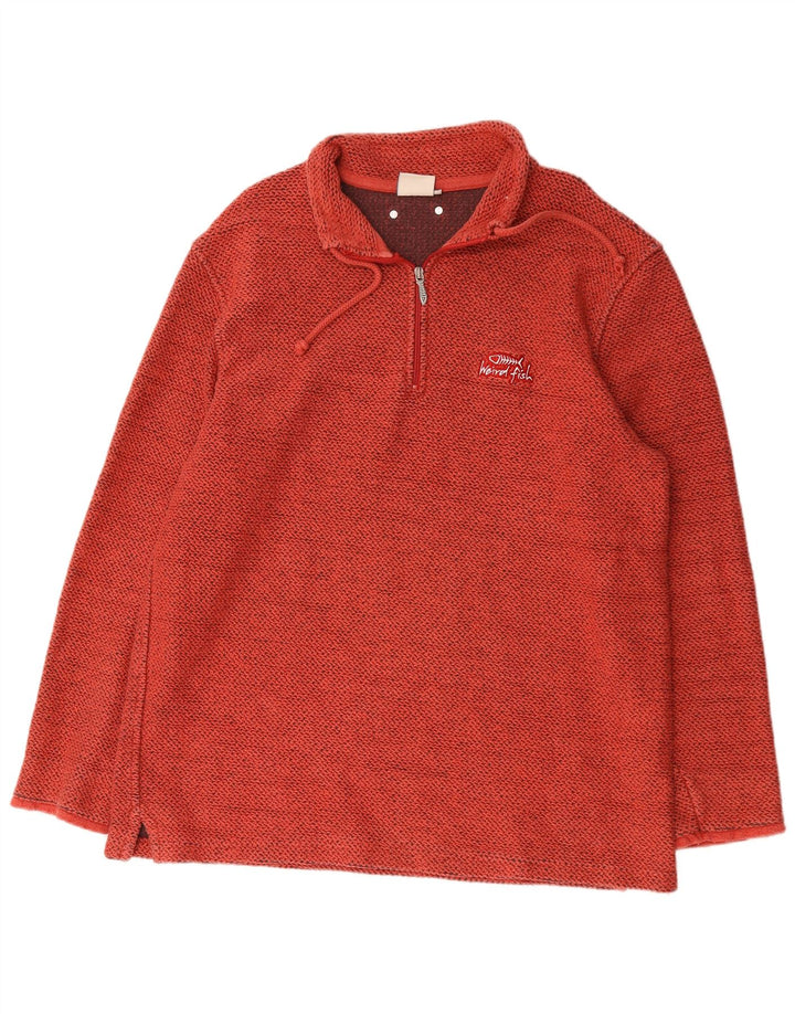 Pulover pentru bărbați Weird Fish, cu fermoar și gât, bumbac roșu 2XL