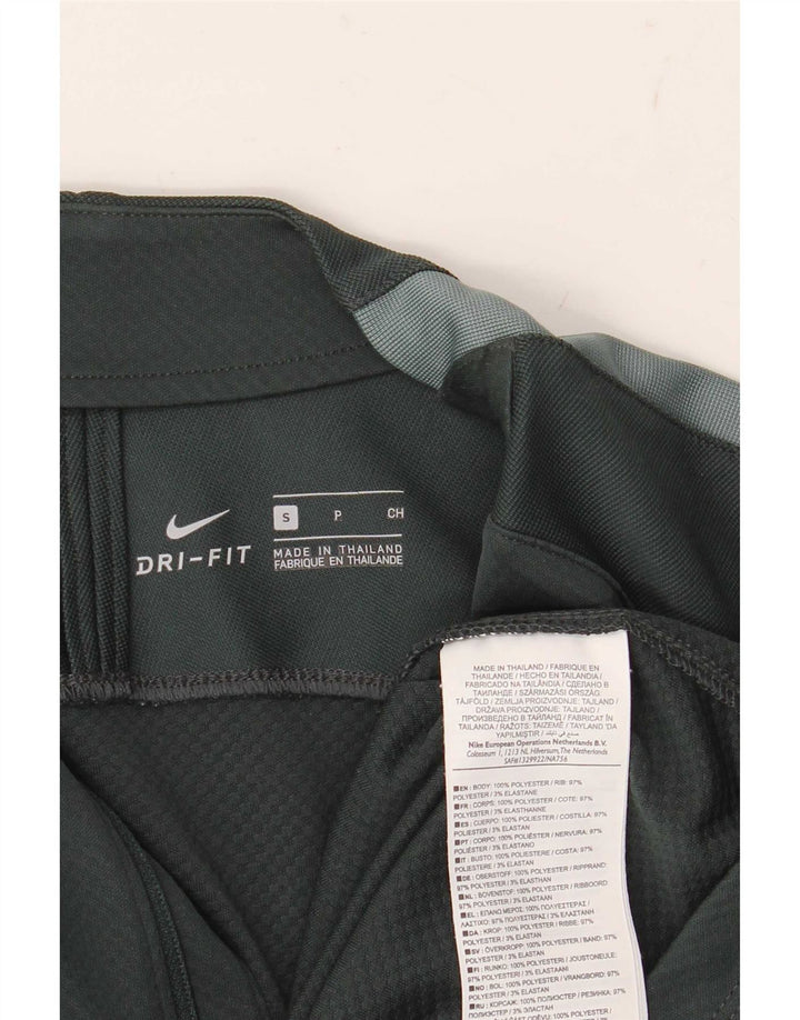 Top cu mânecă lungă Nike pentru bărbați, cu fermoar, verde, poliester