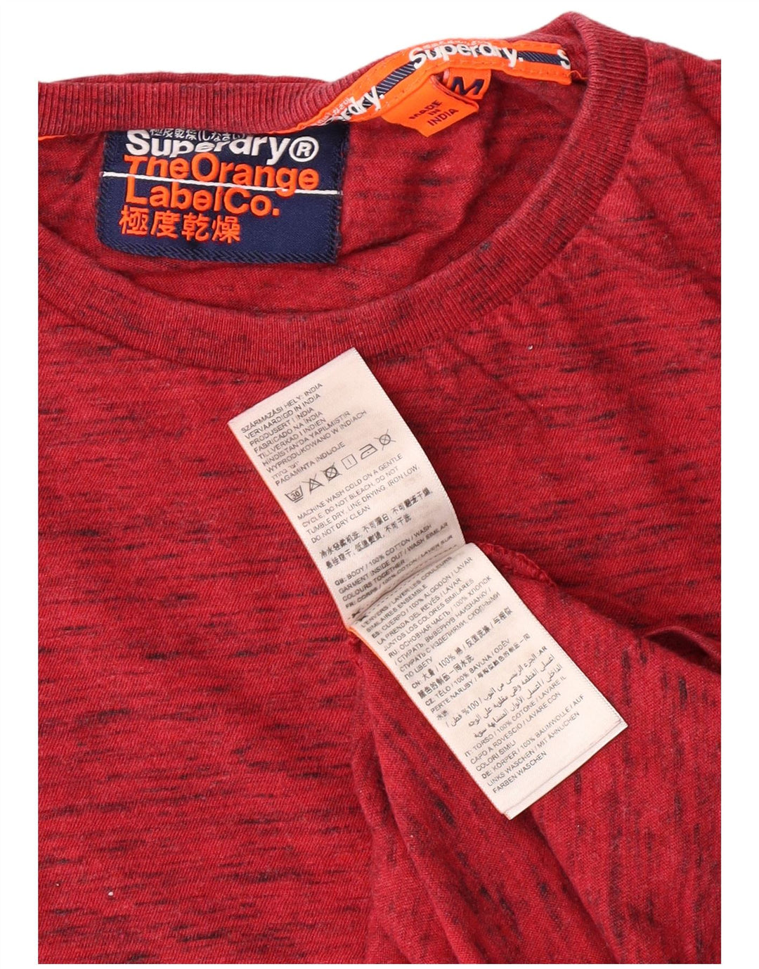 Tricou Superdry pentru bărbați Top, mediu roșu, bumbac cu pete