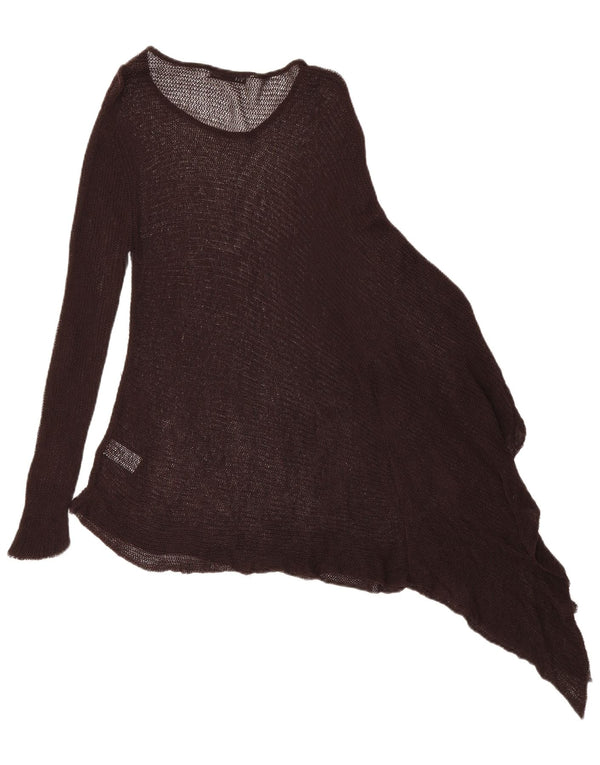 Zara Womens Asymmetric Poncho Tunic Top UK 16 Large Brown Lyocell