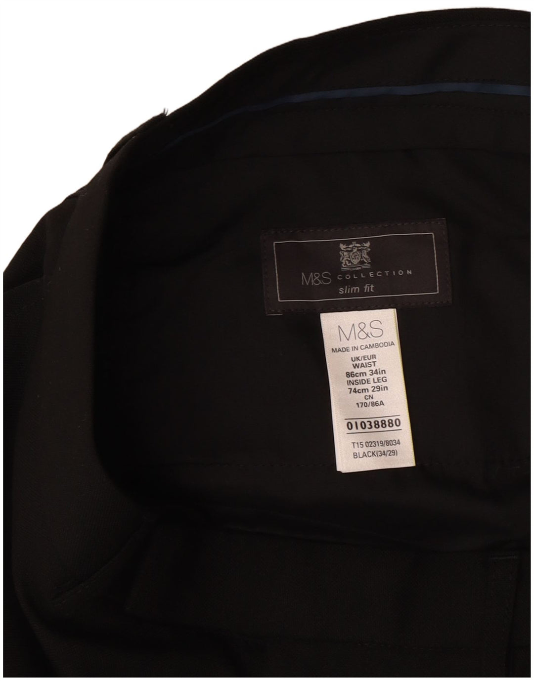 Marks & Spencer Pantaloni de costum slim pentru bărbați L34 L29 Poliester negru