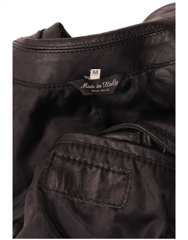 Jachetă de piele vintage pentru bărbați UK 38 Medium Black Leather Classic