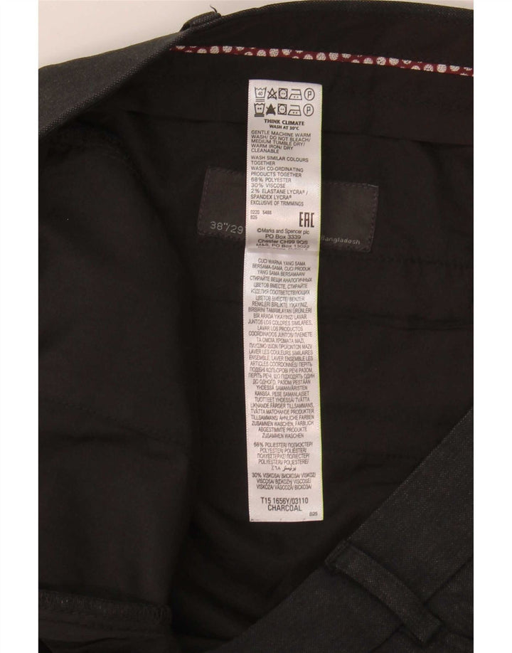 Pantaloni de costum pentru bărbați Marks & Spencer, cu ajustare normală, L38 L29, poliester gri