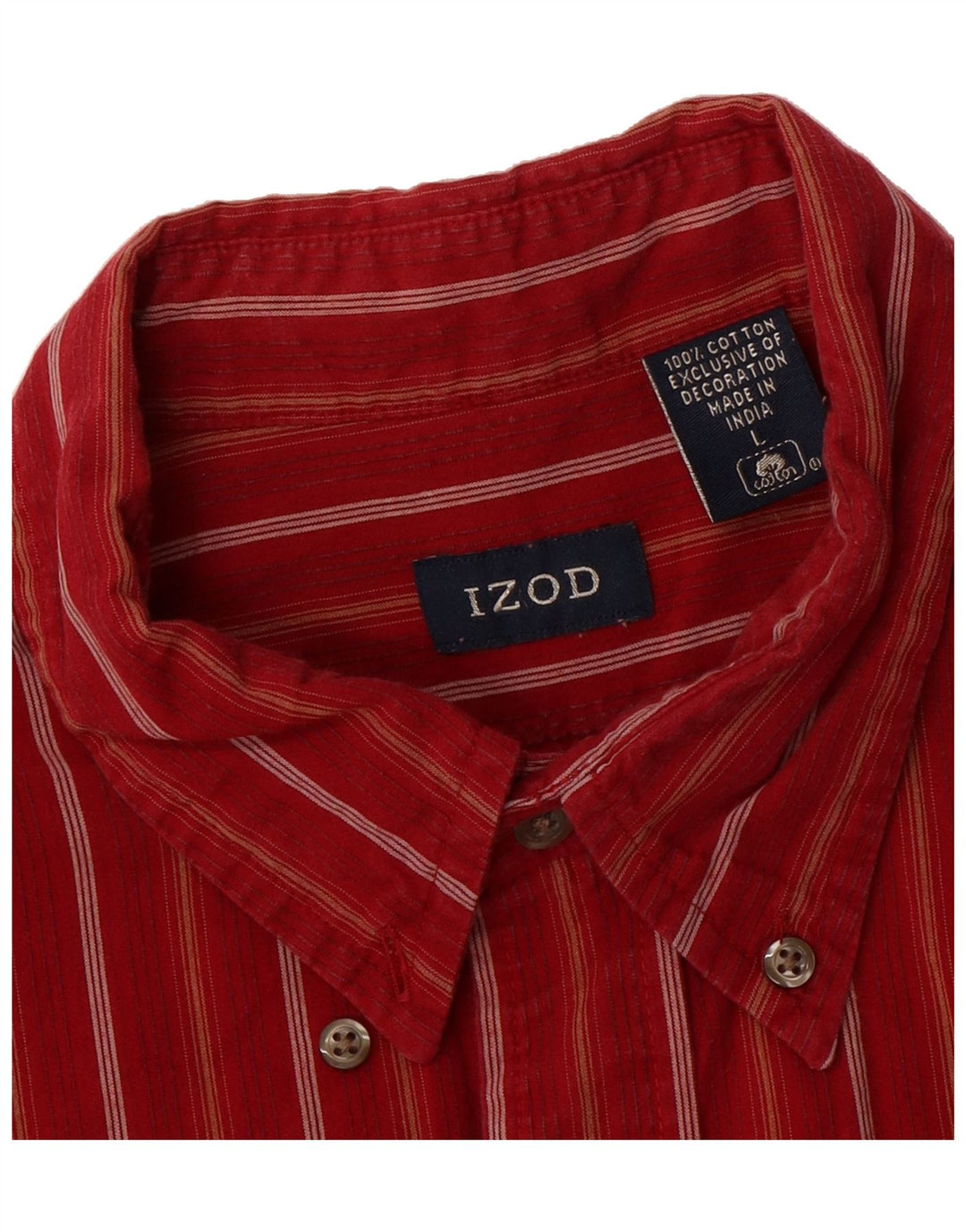 IZOD Mens Shirt Large Red Striped Cotton Vintage Izod and Second-Hand Izod from Messina Hembry 