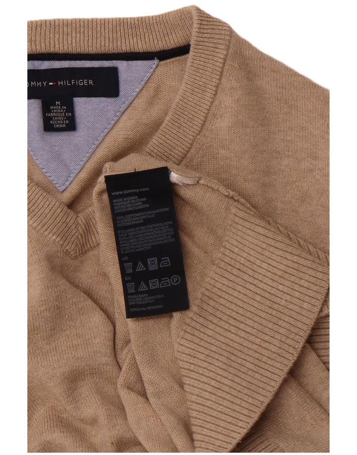 Pulover pentru bărbați TOMMY HILFIGER Pulover cu decolteu în V, bumbac mediu bej
