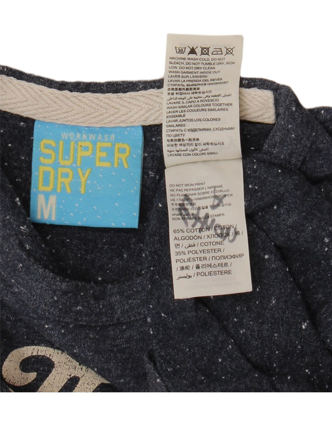 Tricou grafic pentru bărbați SUPERDRY Top mediu din bumbac cu pete albastru bleumarin