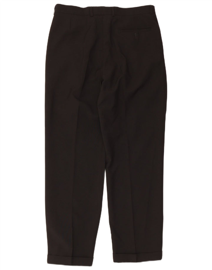 MARKS & SPENCER Pantaloni de costum pentru bărbați L34 L31 Poliester negru