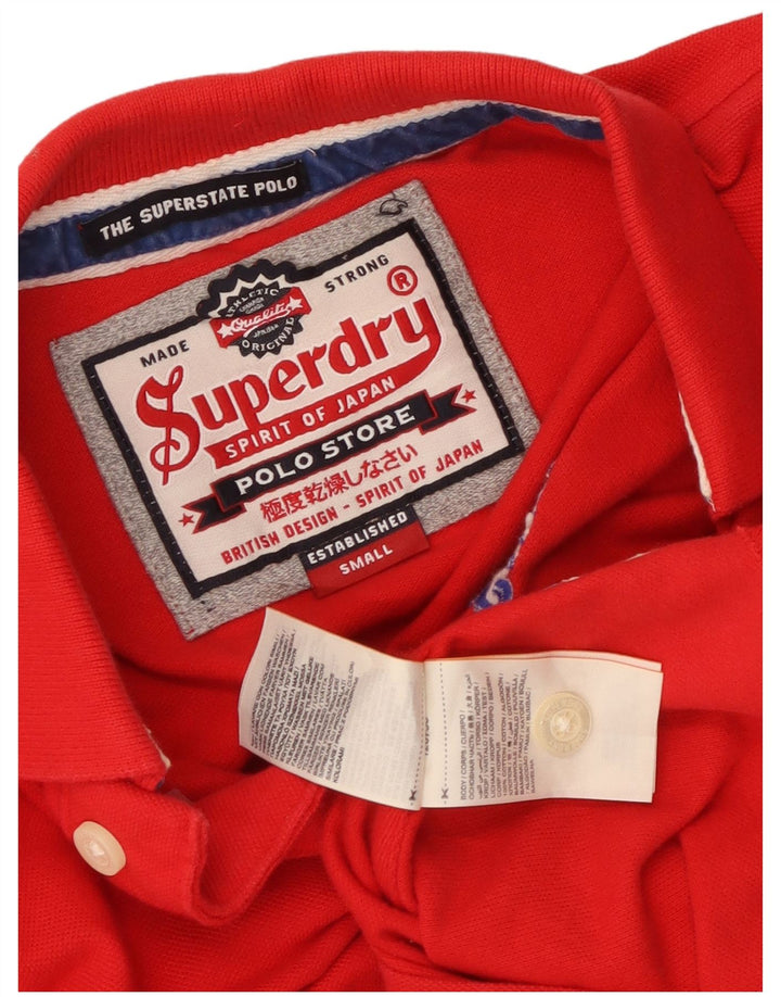 Tricou polo grafic pentru bărbați Superdry, bumbac roșu mic