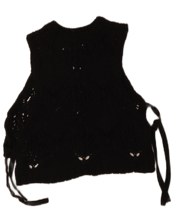 Bluză din tricot fără mâneci pentru femei Zara UK 10 Poliester negru mic