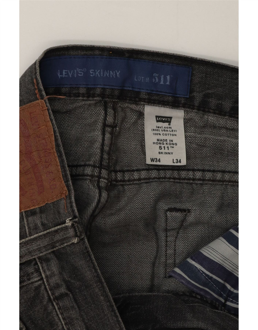 Jeans skinny pentru bărbați Levi's 511 W34 L34 bumbac gri
