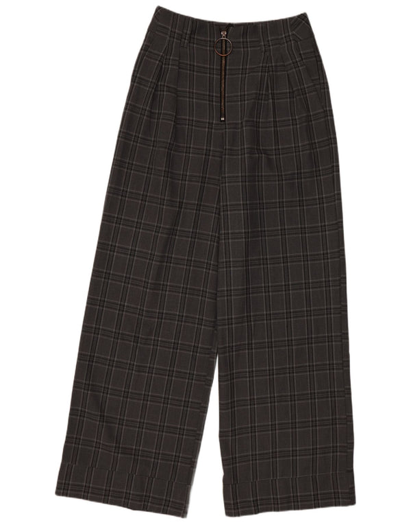 Topshop Pantaloni largi pentru femei cu talie înaltă UK 8 Small W26 L28 Gri Check