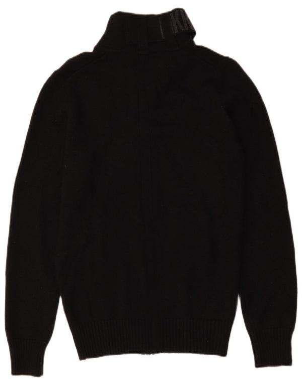 Pulover cardigan grafic pentru bărbați Bikkembergs, lână mică, neagră