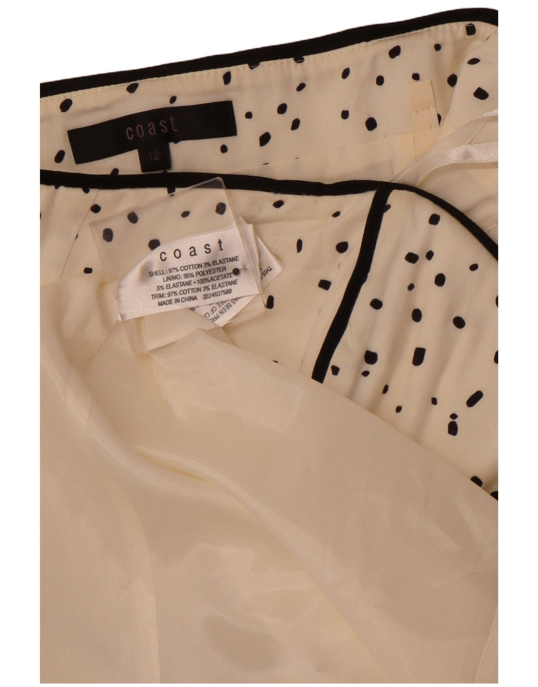 COAST Rochie pentru femei fără bretele UK 12 Medium White Spot Bumbac