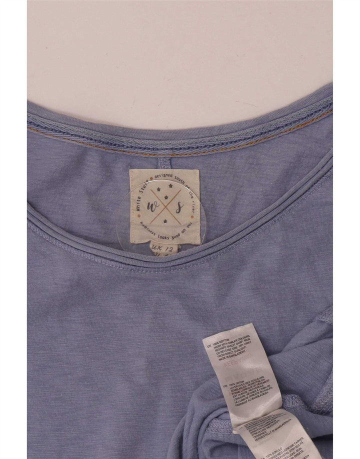 White Stuff Top pentru femei cu mânecă lungă UK 12 Medium Blue Bumbac