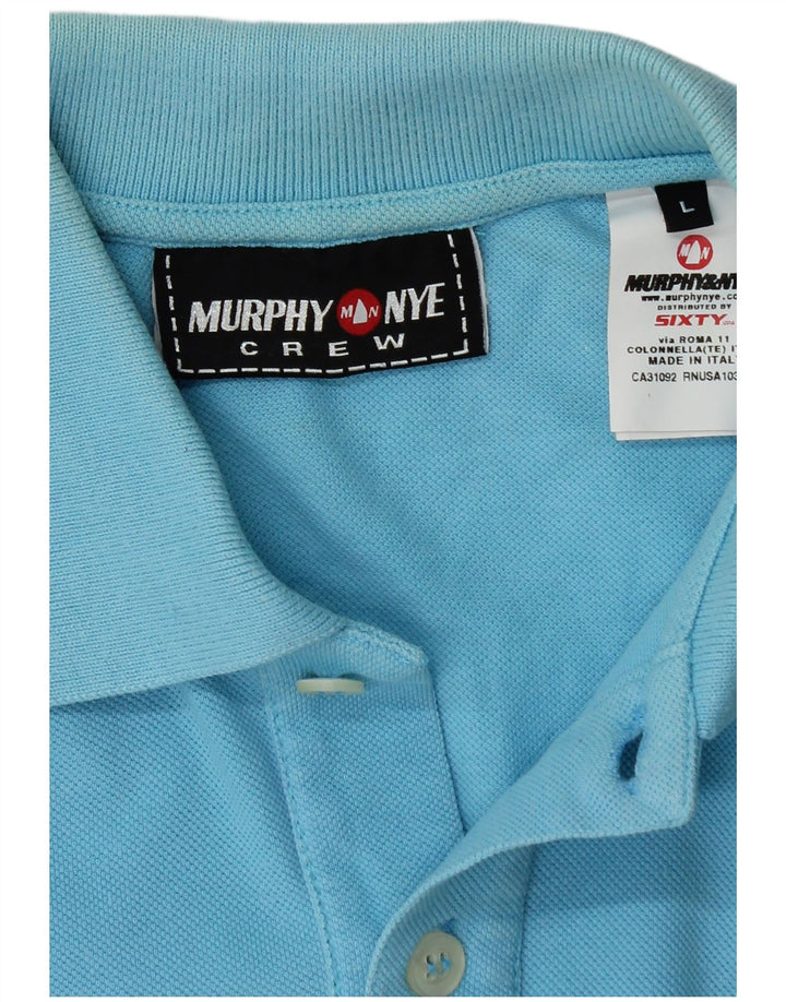 MURPHY & NYE Tricou polo cu mânecă lungă pentru bărbați, mare, albastru