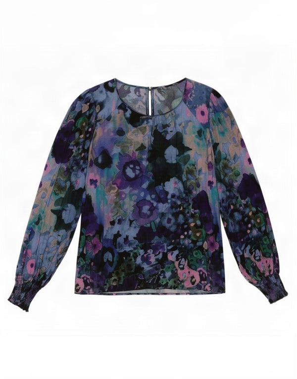 Desigual Womens See Through Bluze Top UK 16 Large Multicolor Floral