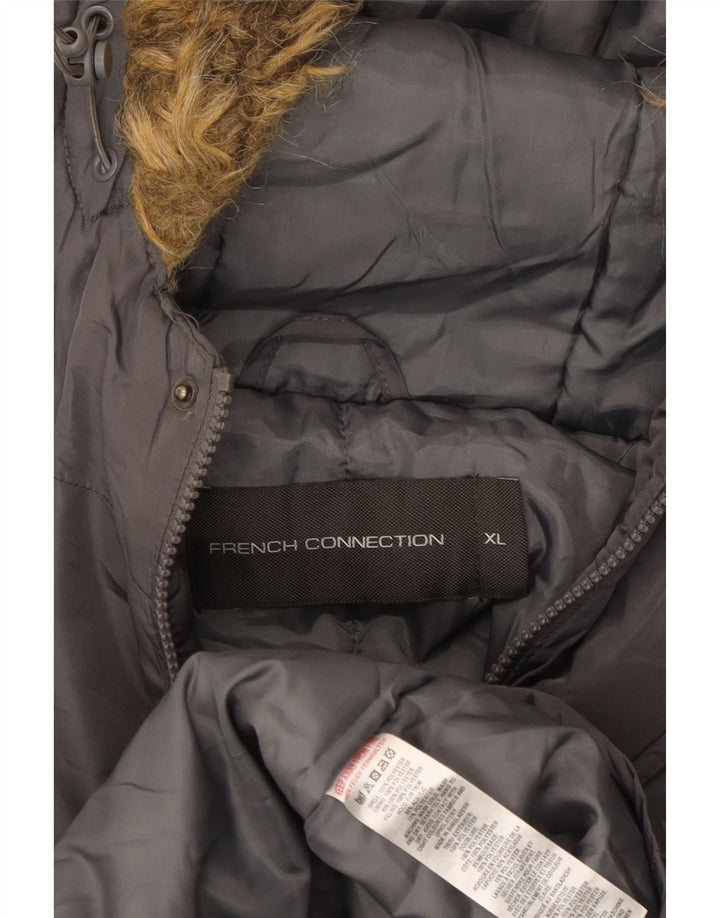 Palton căptușit cu glugă pentru bărbați French Connection UK 42 XL poliester gri