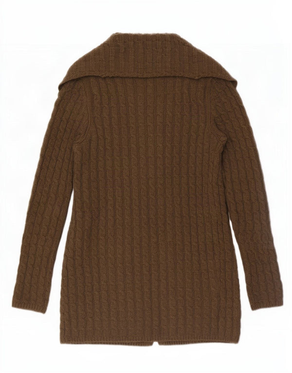Pulover cardigan deschis pentru femei Massimo Dutti UK 14 Lână maro medie