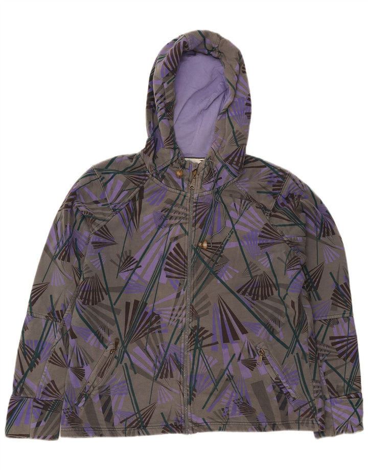 FAT FACE Womens Abstract Pattern Zip Hoodie Sweater UK 16 Large Grey