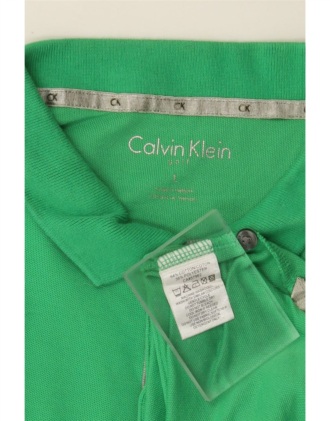 Cămașă polo CALVIN KLEIN pentru bărbați, bumbac verde mare