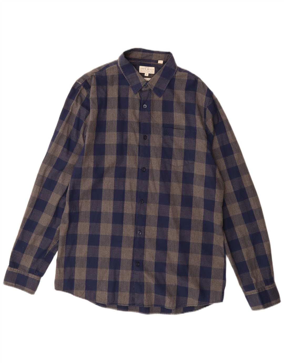 Cămașă de flanel Jack Wills pentru bărbați, de culoare clasică, din bumbac vichy, albastru bleumarin