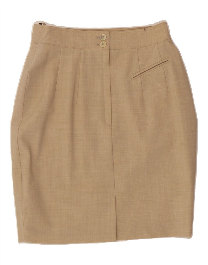 HIRSCH Womens Pencil Skirt UK 10 Small W26  Beige Polyester Vintage Hirsch and Second-Hand Hirsch from Messina Hembry 