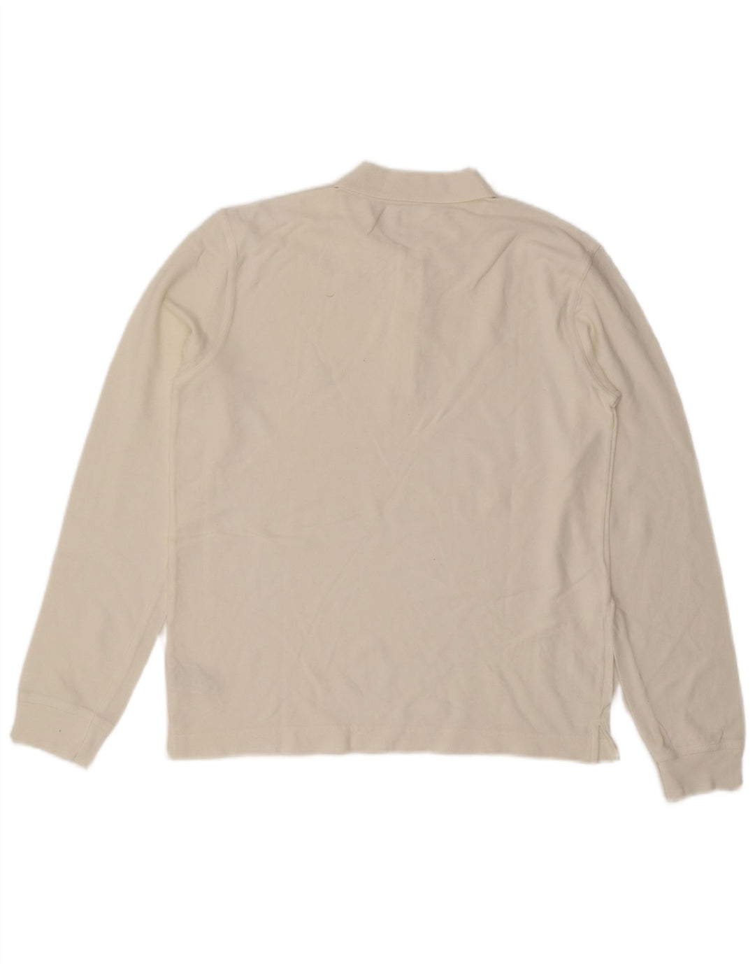 Tricou polo pentru bărbați Benetton cu mânecă lungă, bumbac alb mediu