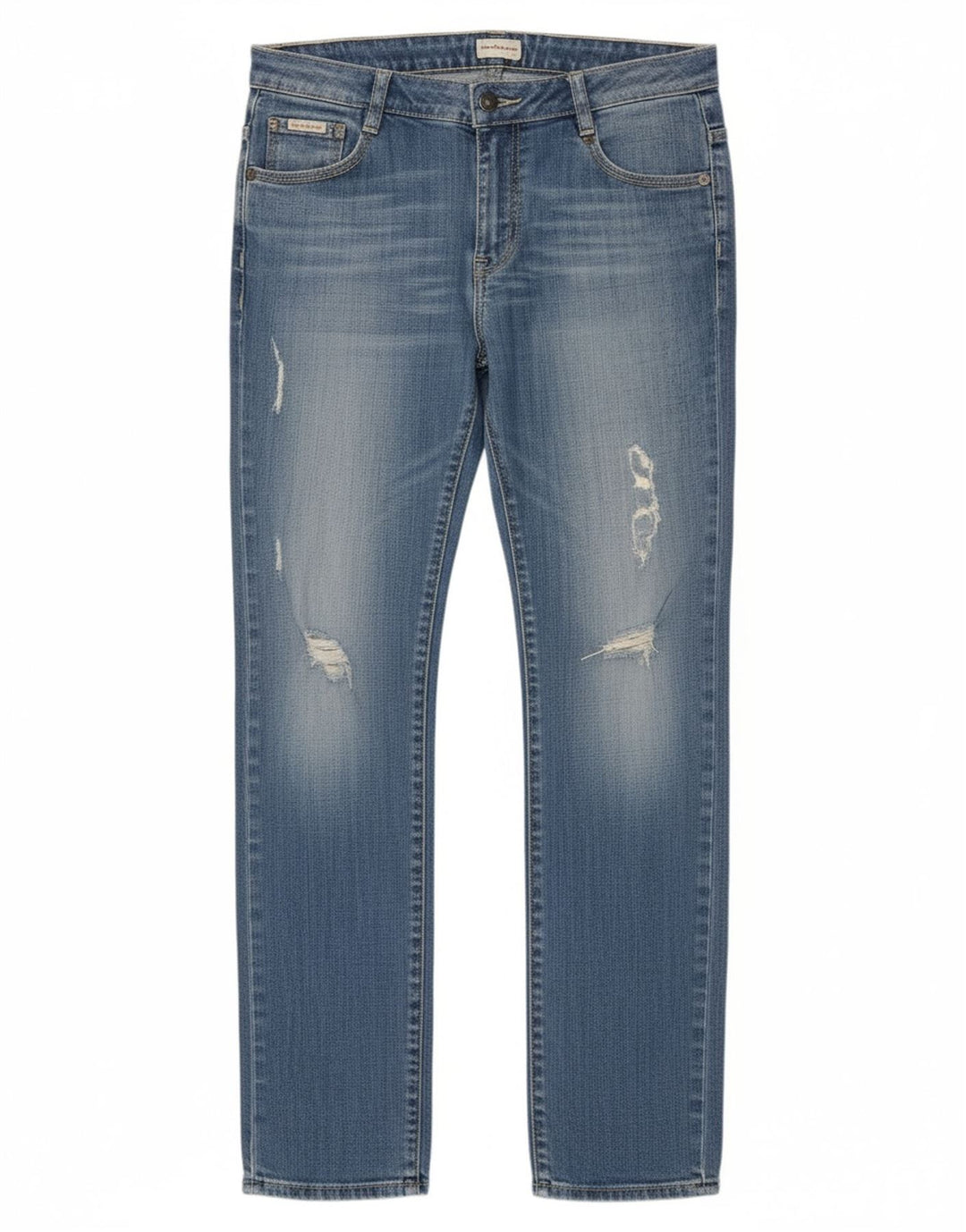 CALVIN KLEIN Womens Distressed Slim Jeans W29 L35 Blue Cotton