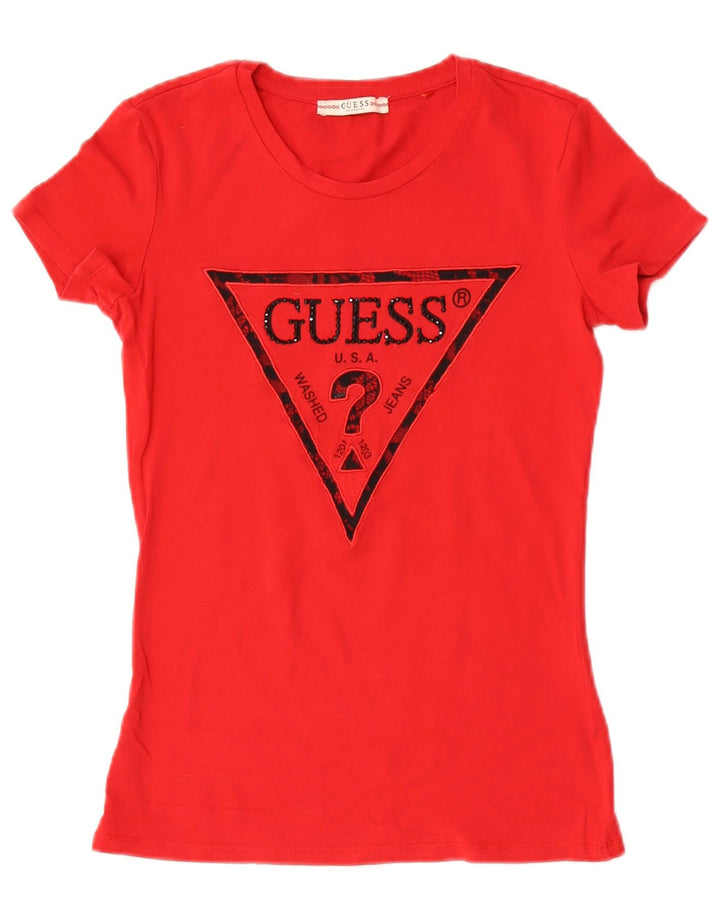 Tricou grafic Guess pentru femei Top UK 8 Small Red