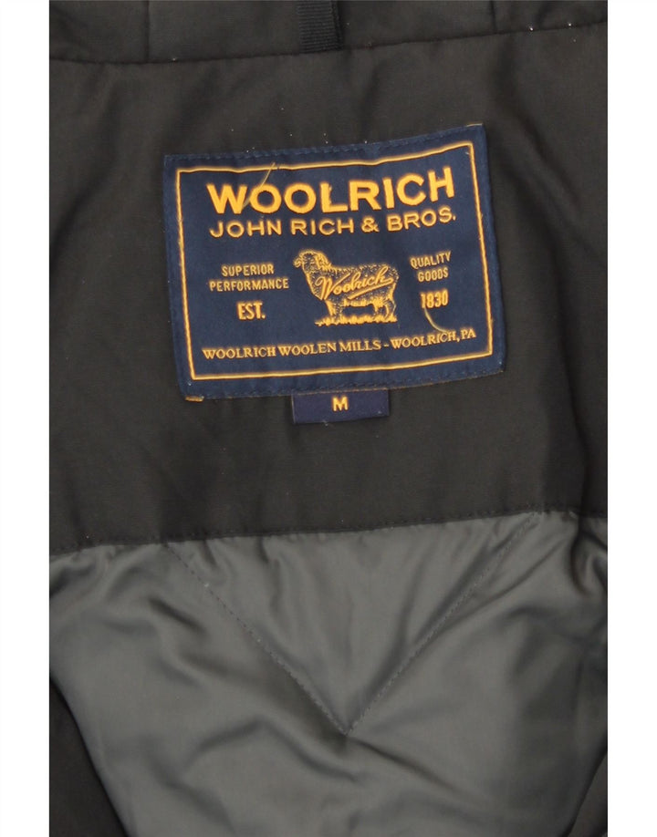 Palton căptușit cu glugă Woolrich pentru femei UK 14, bumbac mediu negru
