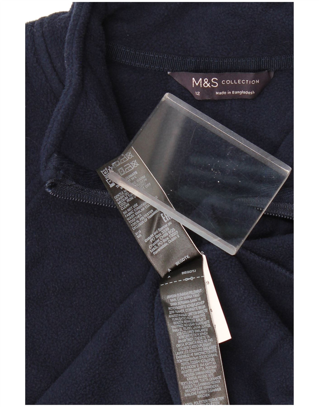 MARKS & SPENCER Jachetă fleece pentru femei UK 12 Medium Bleumarin Poliester