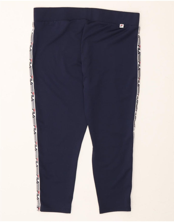 FILA Womens Graphic Capri Leggings UK 14 Large  Navy Blue Polyester Vintage Fila and Second-Hand Fila from Messina Hembry 