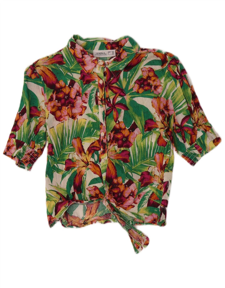 Bluză cămașă cu cravată în față pentru femei JANINA EU 38 Medium Multicolor Floral