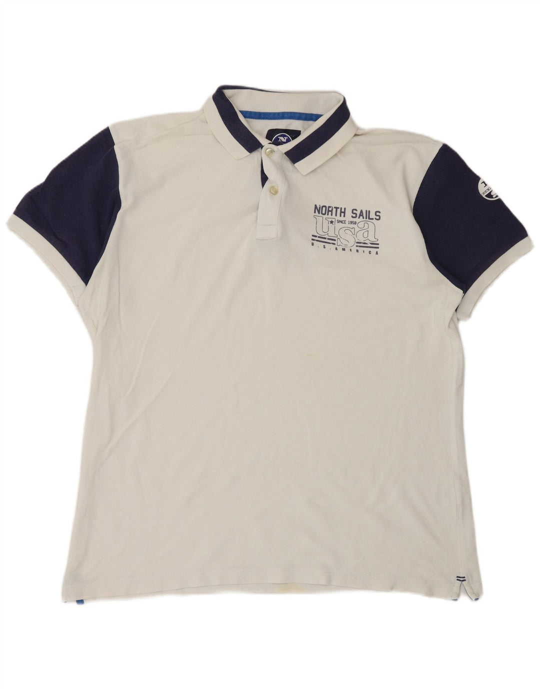 Cămașă polo NORTH SAILS pentru bărbați, bumbac color bloc alb 2XL