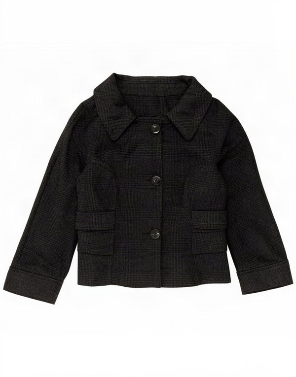 Sacou blazer pentru femei cu 3 nasturi Zara UK 14 Medium Black Check Wool