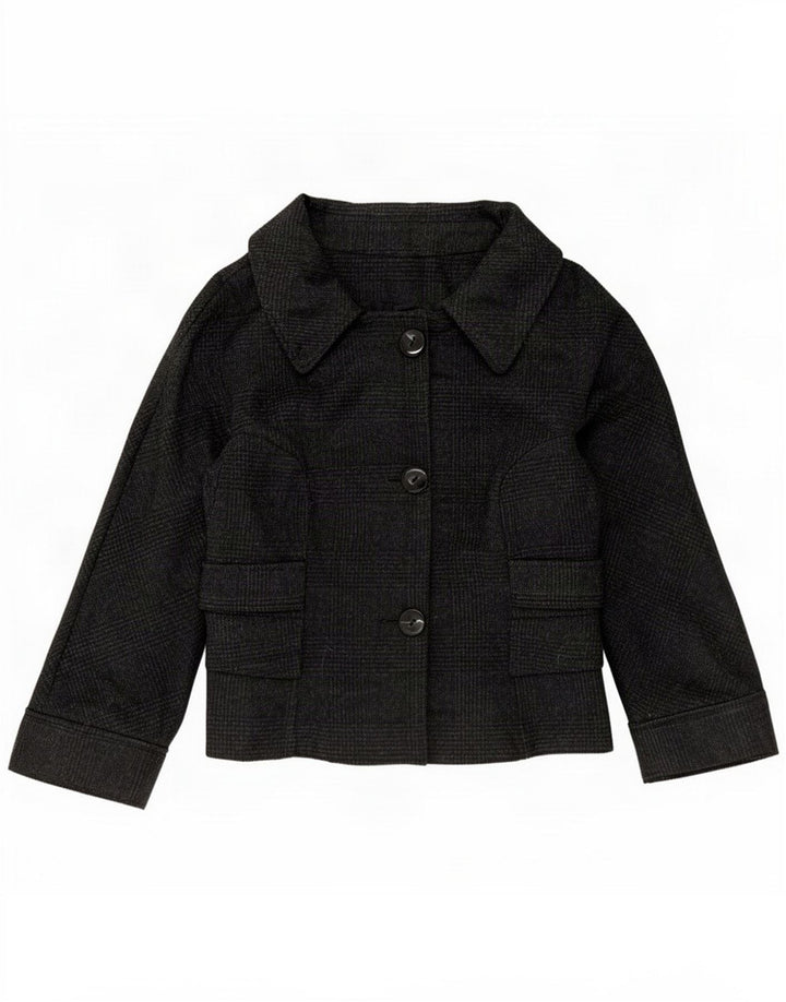 Sacou blazer pentru femei cu 3 nasturi Zara UK 14 Medium Black Check Wool