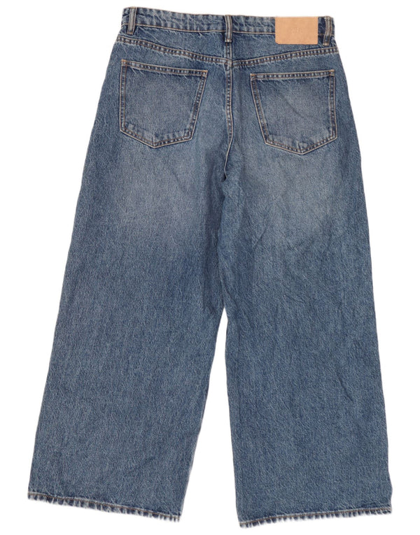 Blugi pentru femei Zara cu talie înaltă cu picioare largi EU 42 Large W32 L26 Blue Bumbac