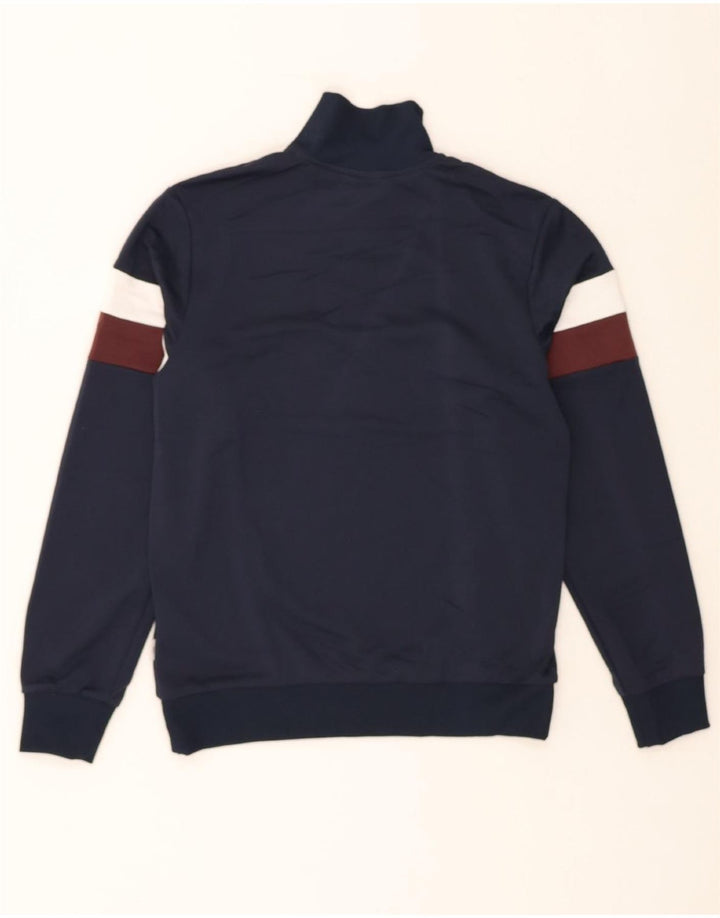 JACK & JONES Mens Zip Neck Sweatshirt Jumper Small Navy Blue Colourblock Vintage Jack & Jones and Second-Hand Jack & Jones from Messina Hembry 