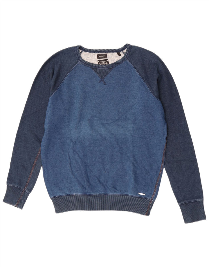 Pulover pentru bărbați Diesel Pulover Medium Blue Colorblock Bumbac