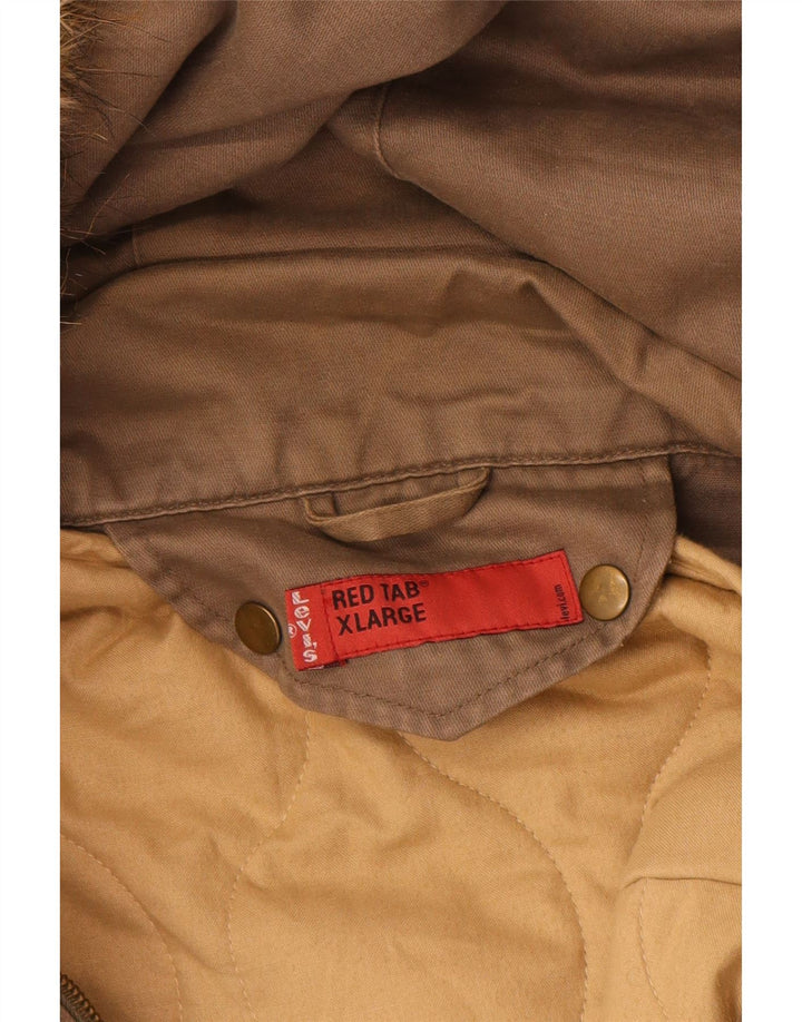 Jachetă parka cu glugă pentru bărbați LEVI'S UK 42 XL bumbac maro