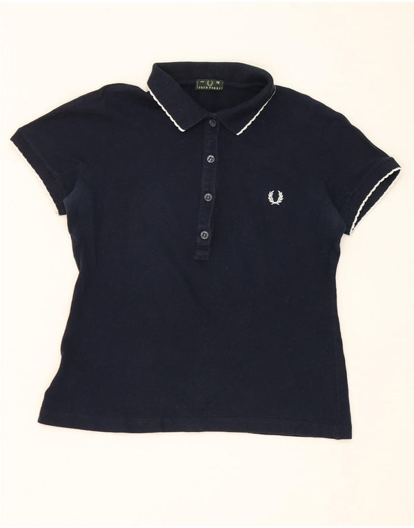 Fred Perry Tricou Polo Femei UK 12 Medium Bleumarin Bumbac