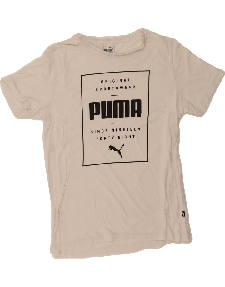 PUMA Mens Graphic T-Shirt Top IT 48/50 Medium White Cotton Vintage Puma and Second-Hand Puma from Messina Hembry 