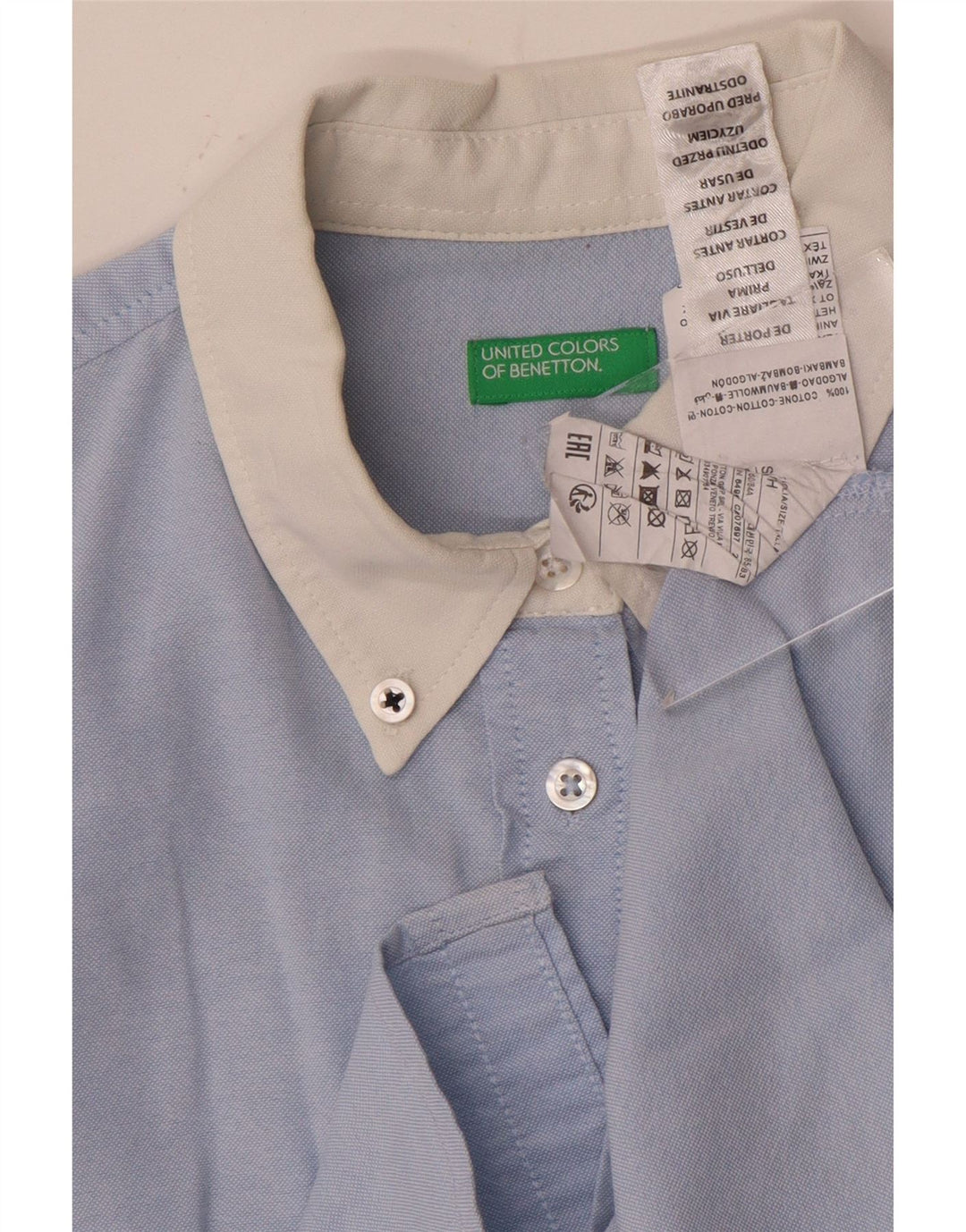 Cămașă Benetton pentru femei UK 10 Small Blue Colorblock Bumbac