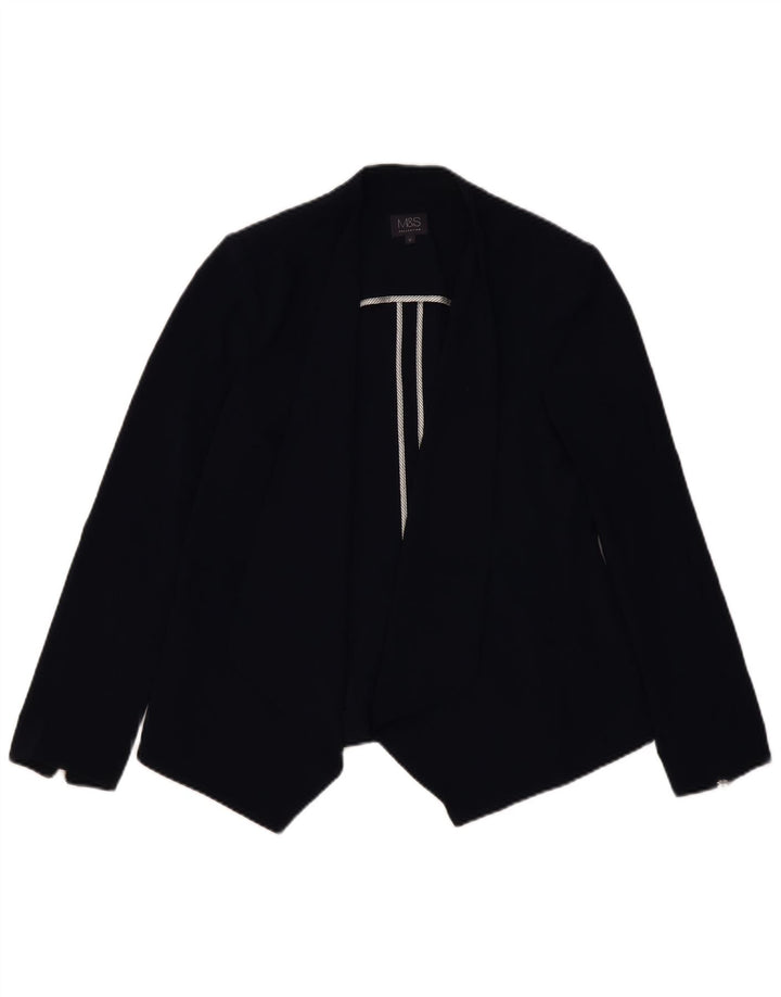 MARKS & SPENCER Jachetă Blazer deschisă pentru femei UK 12 Poliester mediu bleumarin