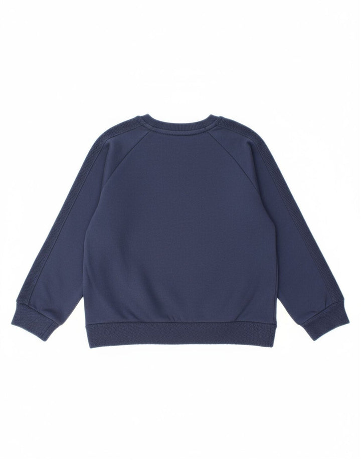BENETTON Boys Graphic Sweatshirt Jumper 4-5 Years XS Navy Blue Polyester