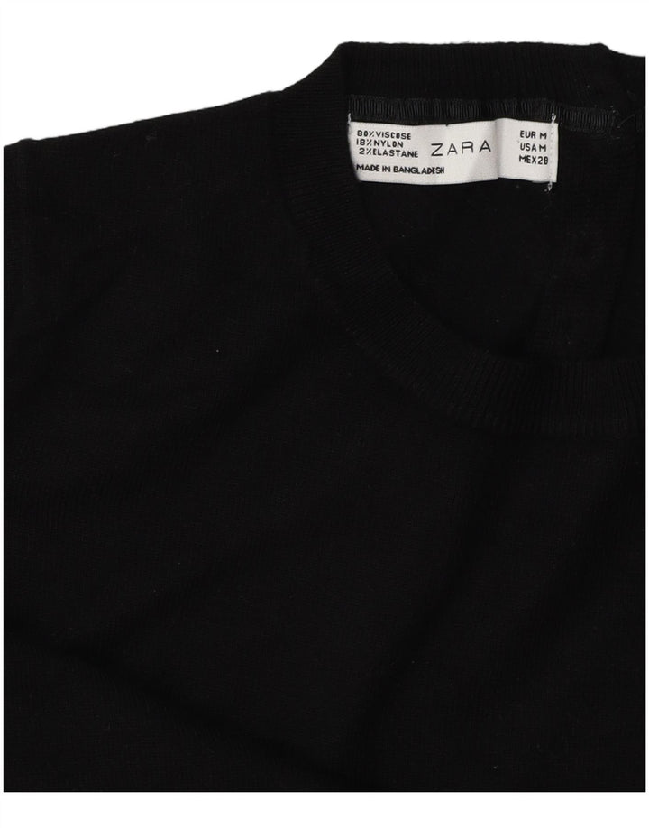 Pulover cu mânecă scurtă pentru femei Zara, cu mânecă scurtă, cu decolteu triplu, UK 14 Medium Negru