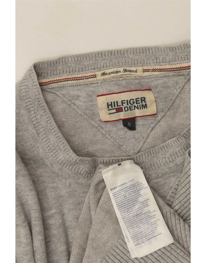 Pulover Tommy Hilfiger pentru bărbați, cu croială normală, cu decolteu, mic, gri, bumbac