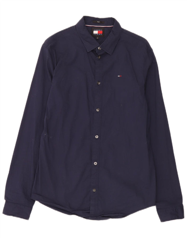 Cămașă subțire pentru bărbați Tommy Hilfiger, bumbac mediu albastru bleumarin