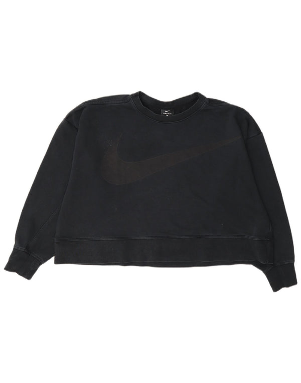 Pulover Nike Dri Fit Crop Graphic pentru femei UK 16 Mare bleumarin